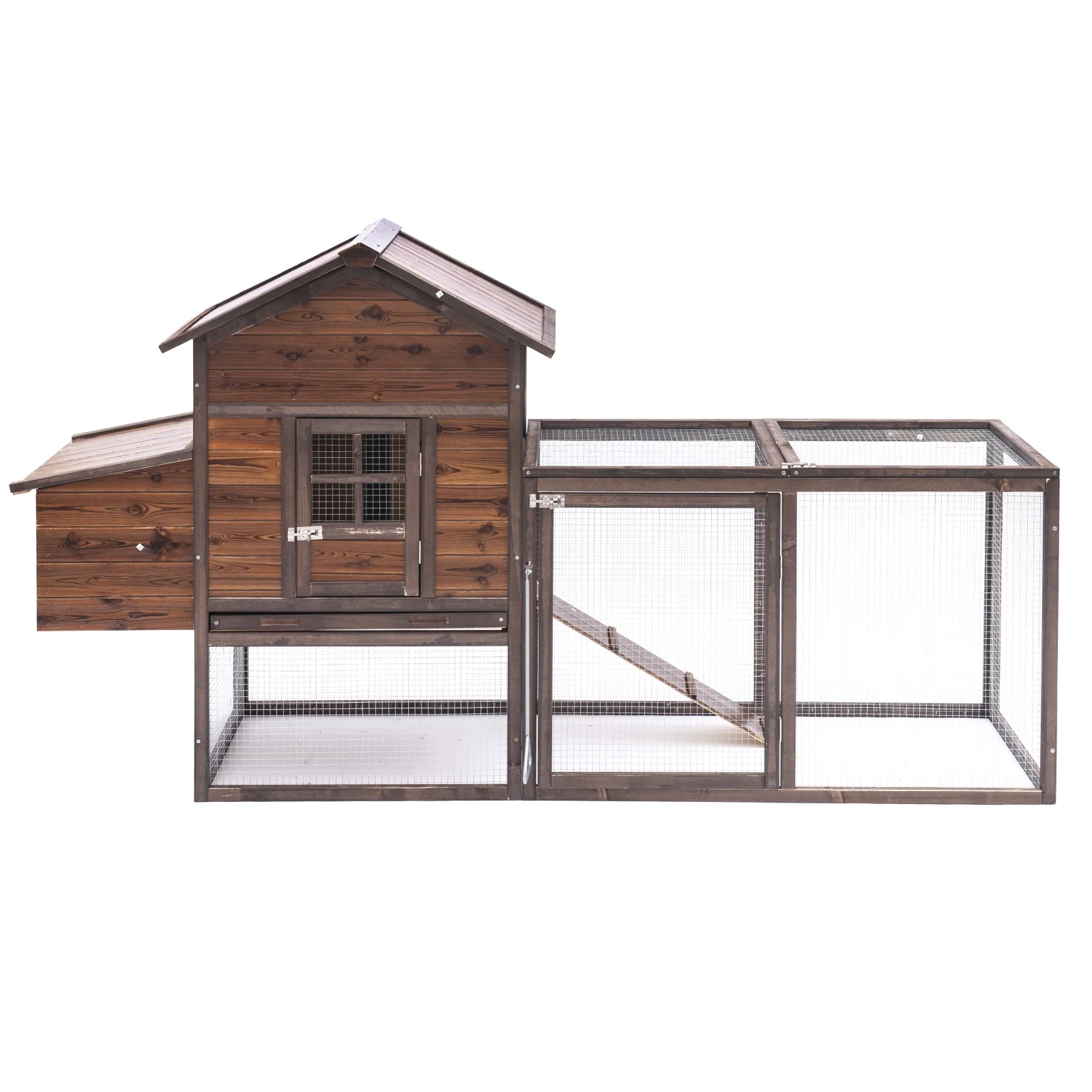 Large Removable Chicken Coop for 4-5 Chickens,with 2 Story Poultry Cage,Nesting Box,Pull Out Trays, Brown(Single/Brown) - Image 10