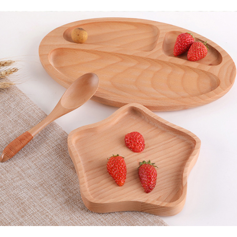 Beech Wooden Children's Wooden Cartoon Plate Dish, Eco-Friendly Plate,  Handcrafted Dinnerware