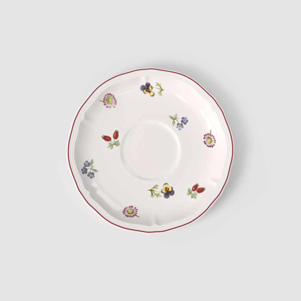 Petite Fleur Cappuccino cup saucer - White, 6.7'', Premium Porcelain