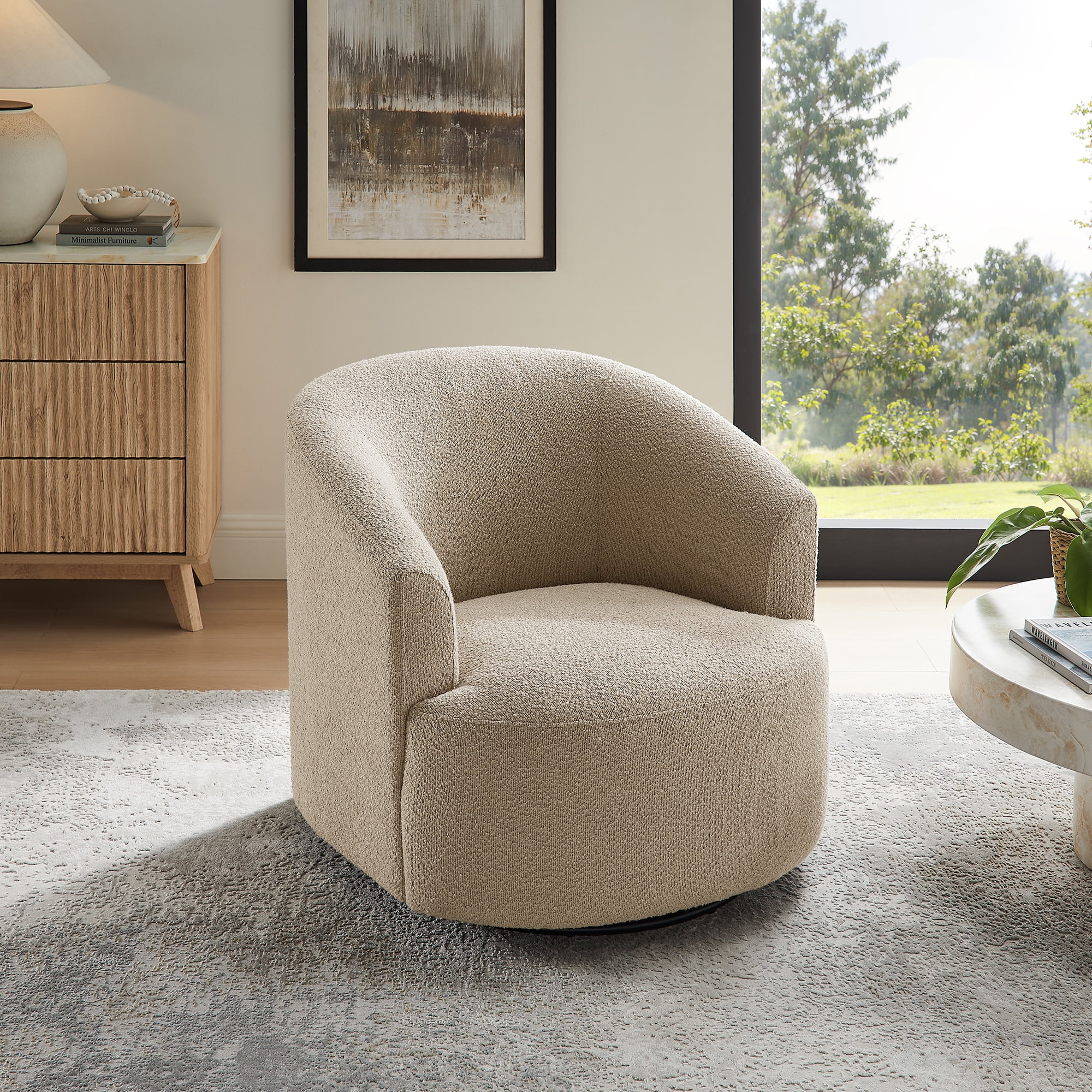 Boucle Swivel Accent Chair, Taupe(Taupe) - Image 8