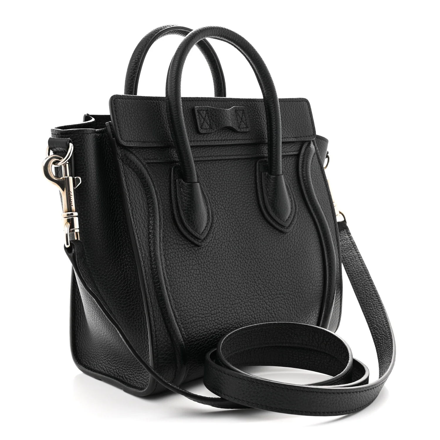 Drummed Calfskin Nano Luggage Black