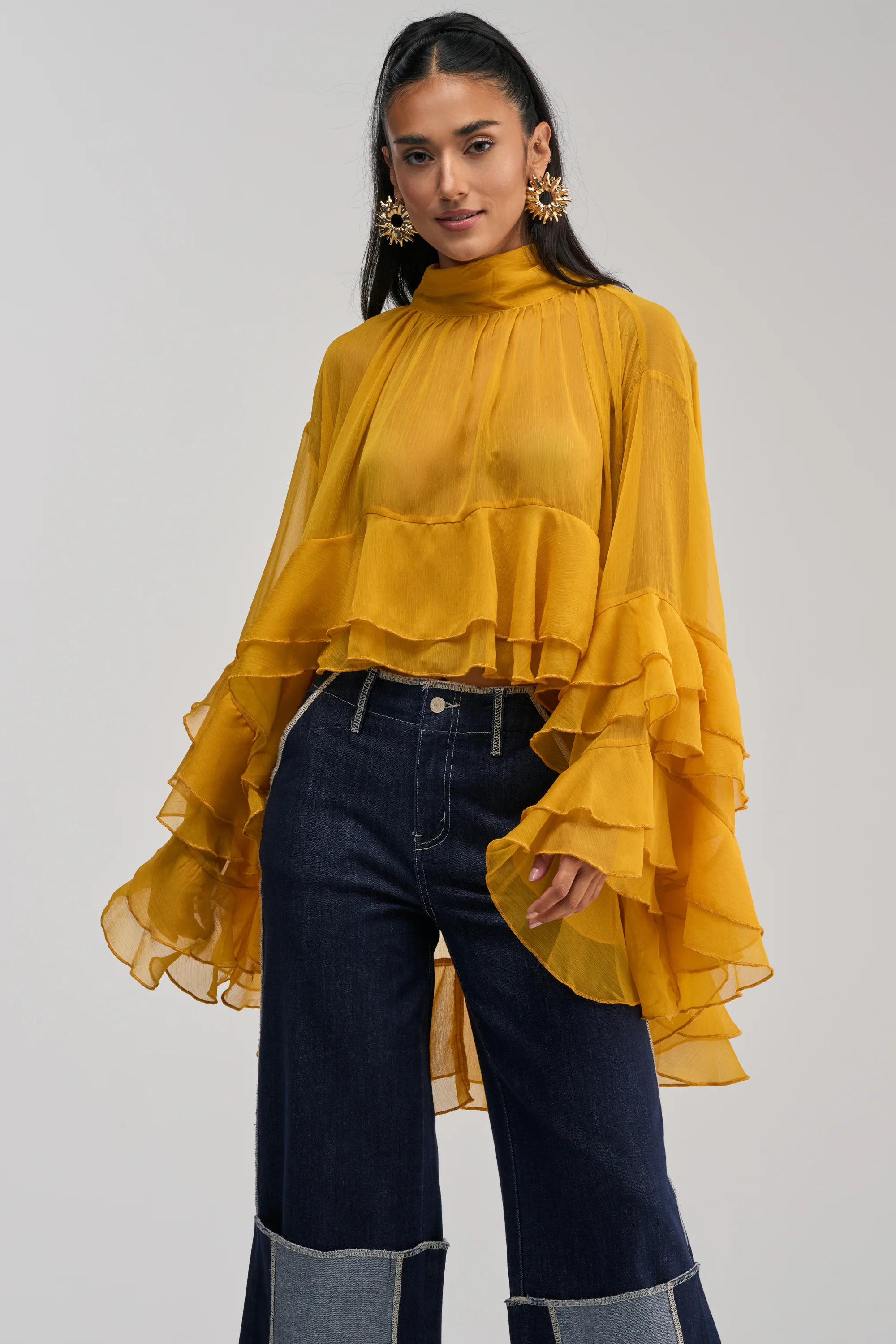 MARGOT CHIFFON BLOUSE IN MUSTARD - Akira Store