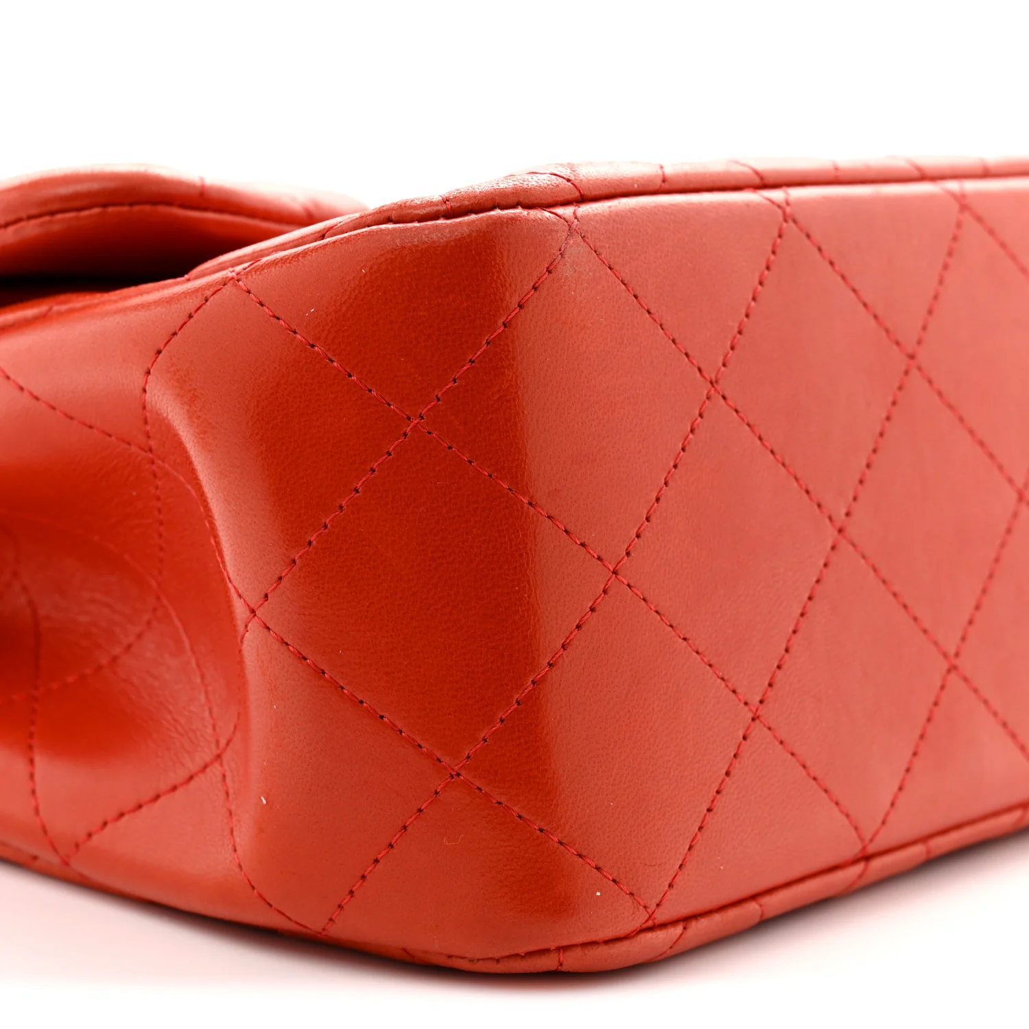 Lambskin Quilted Jumbo Double Flap Red