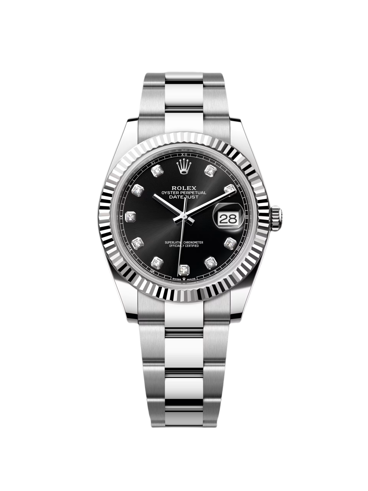 【Super Clone】RLX  Datejust 41mm 126334 Black Diamond Oyster Stainless Steel Mens Watch