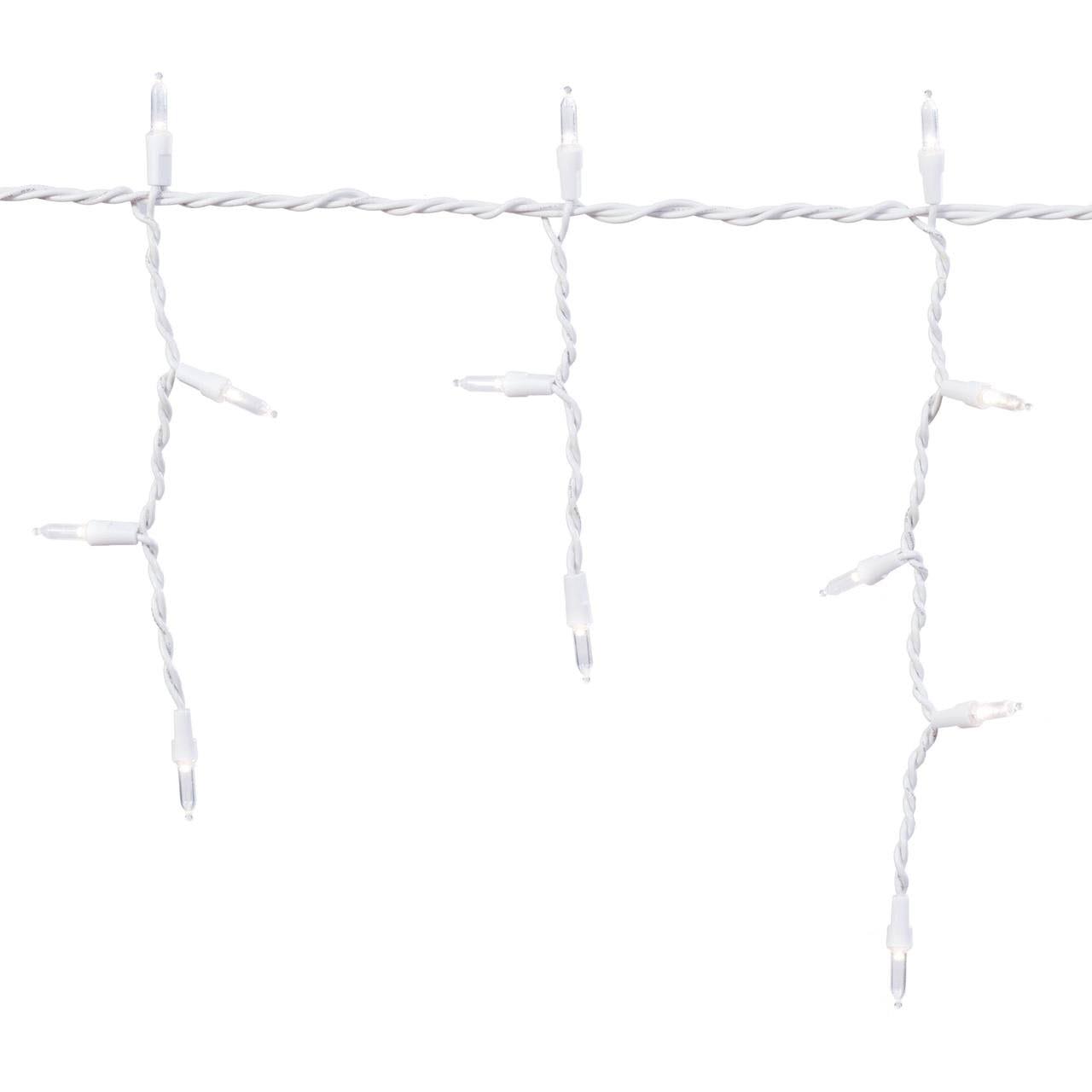 500-Count Cool White LED Icicle Christmas Lights with White Wire, 52.3