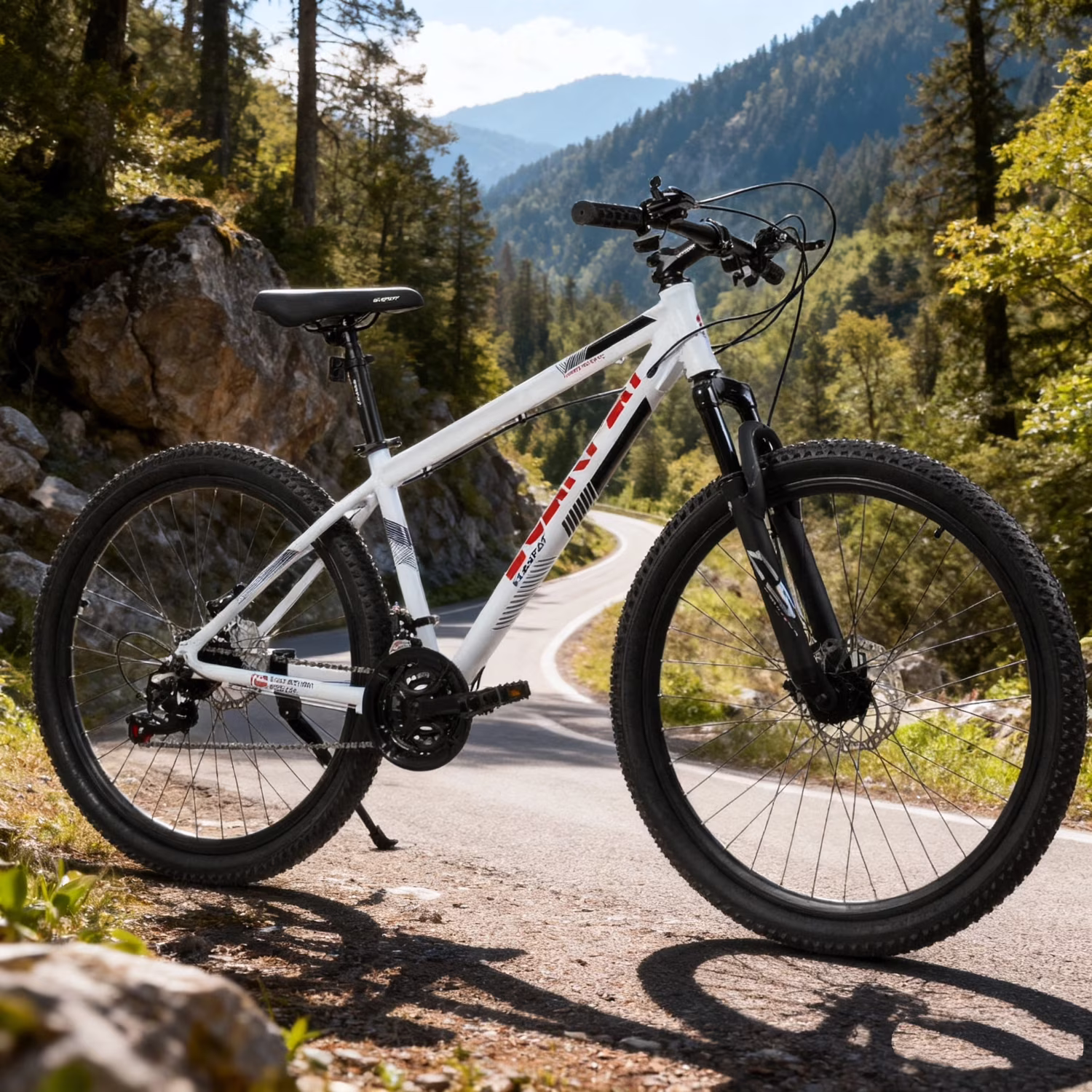 Ambifirner 27.5 Mountain Bike w/Suspension Fork & 21-Speed, Aluminum Frame, Disc Brakes - White Unisex All-Terrain Bike