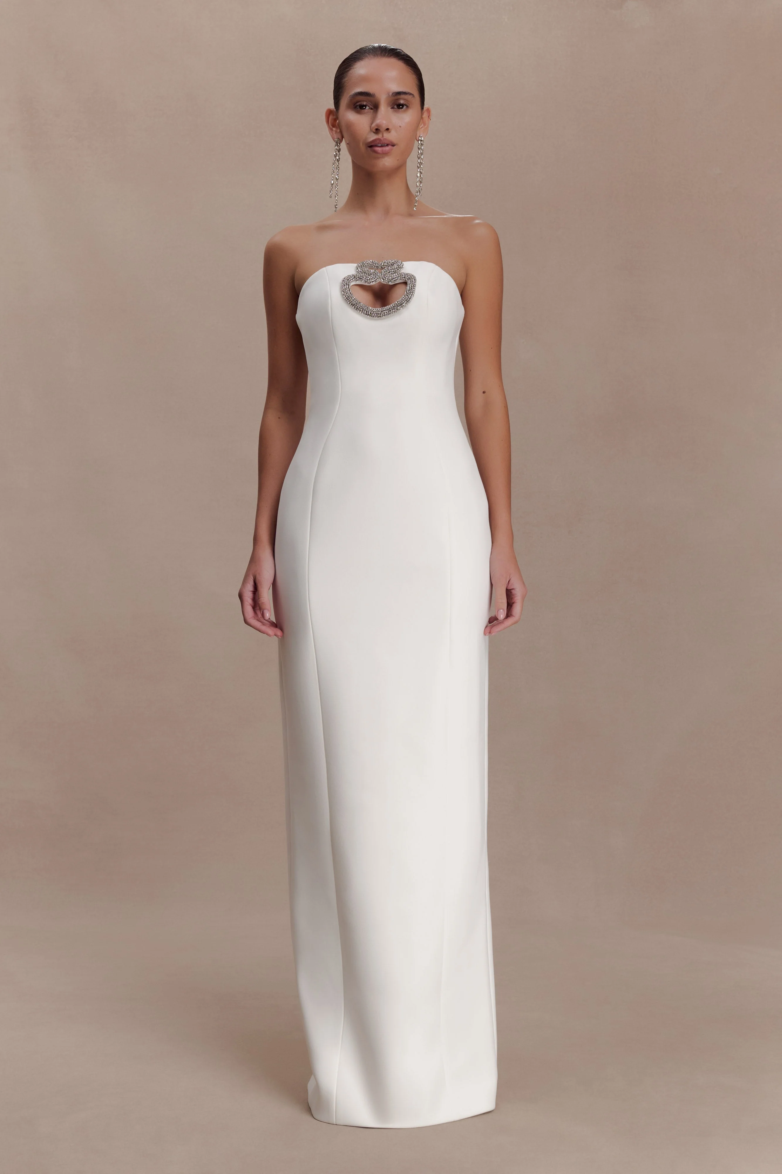 Hilda Embellished Strapless Maxi Dress - White