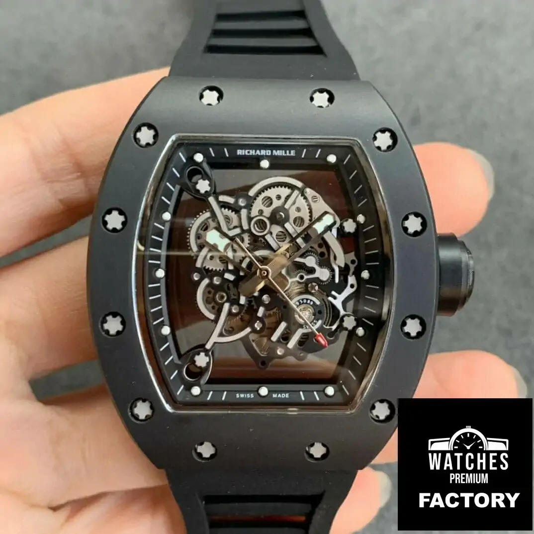 Richard Mille RM055 KV Factory Black Ceramic Rubber Strap