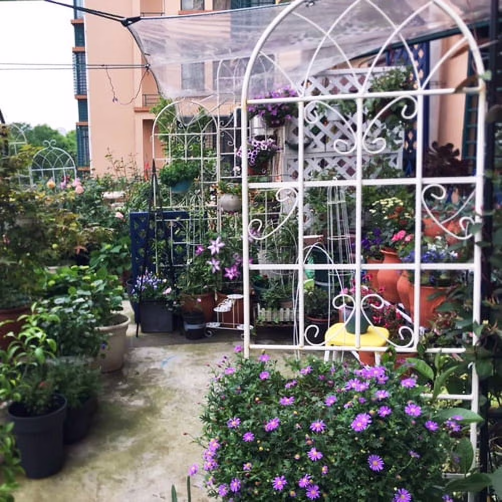 2 Pack Metal Garden Trellis 71 x 19.7 Rustproof Trellis for Climbing Plants Outdoor Flower Support ,Cream White