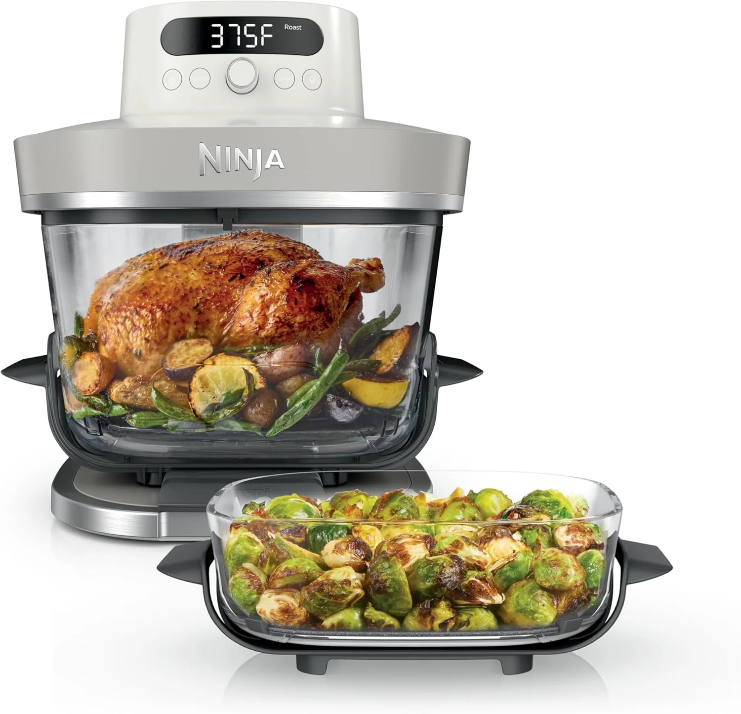 Friteuse à air Ninja Crispi Pro 6 en 1 en verre | Deux récipients en verre de 6 et 2,5 pintes avec couvercles de conservation