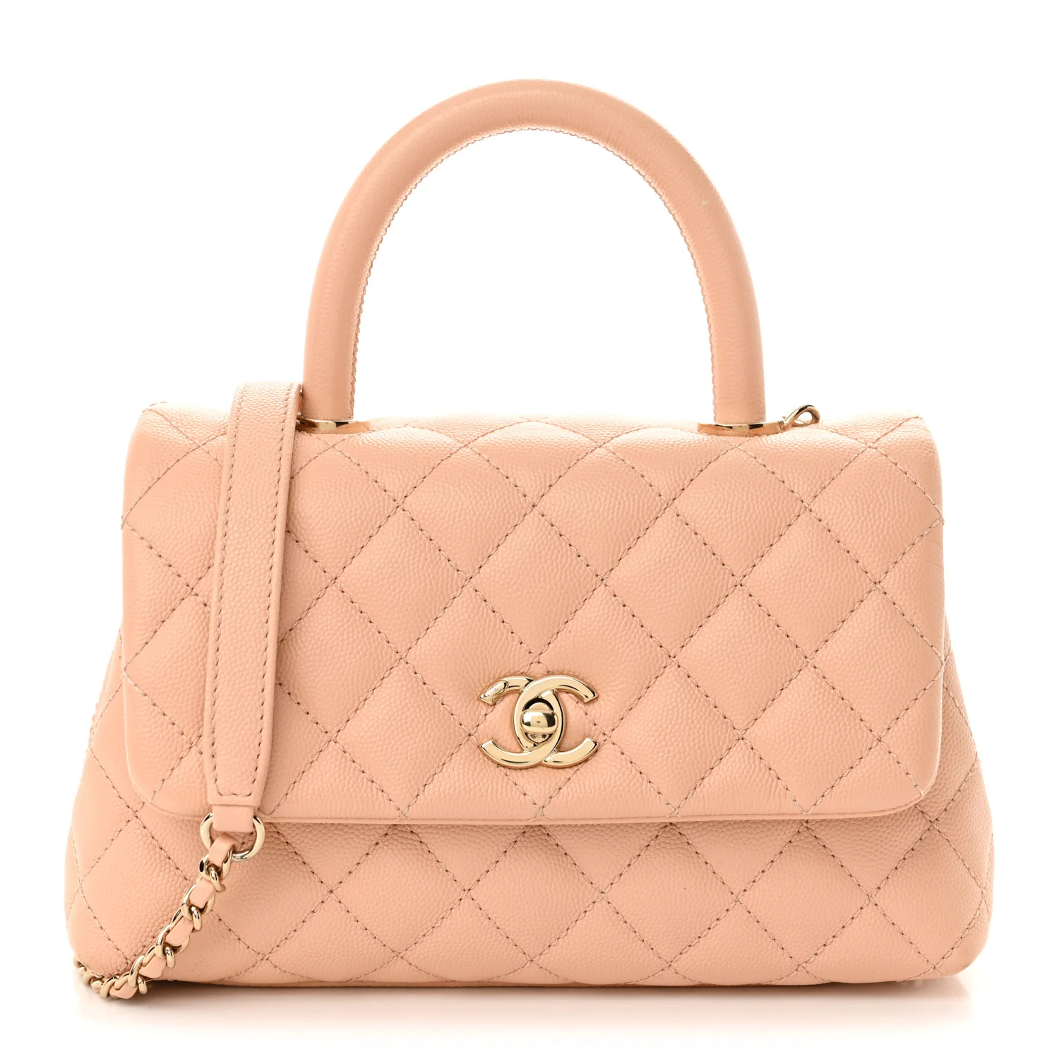 Caviar Quilted Mini Coco Handle Flap Light Pink