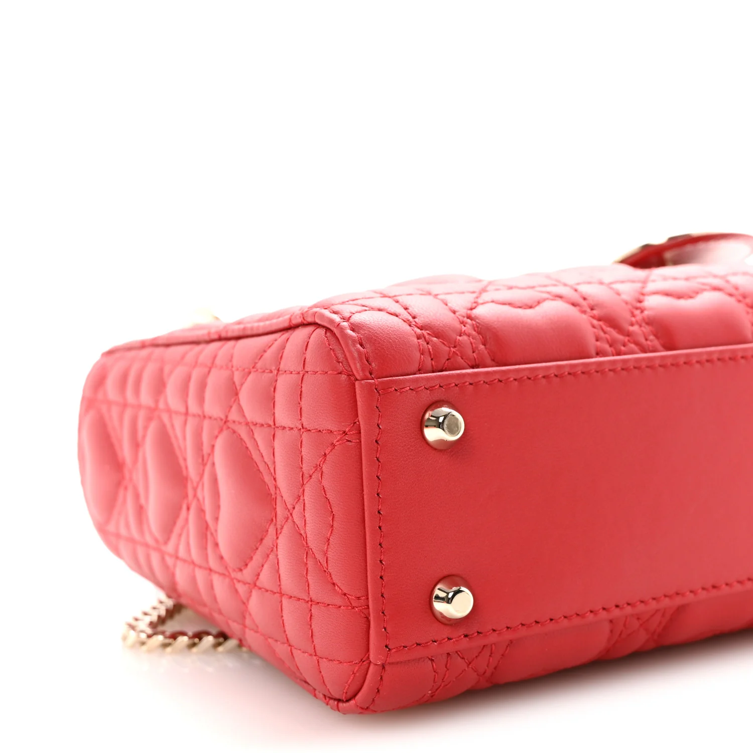 Calfskin Cannage Dioramour Mini Lady Dior Bag Bright Red