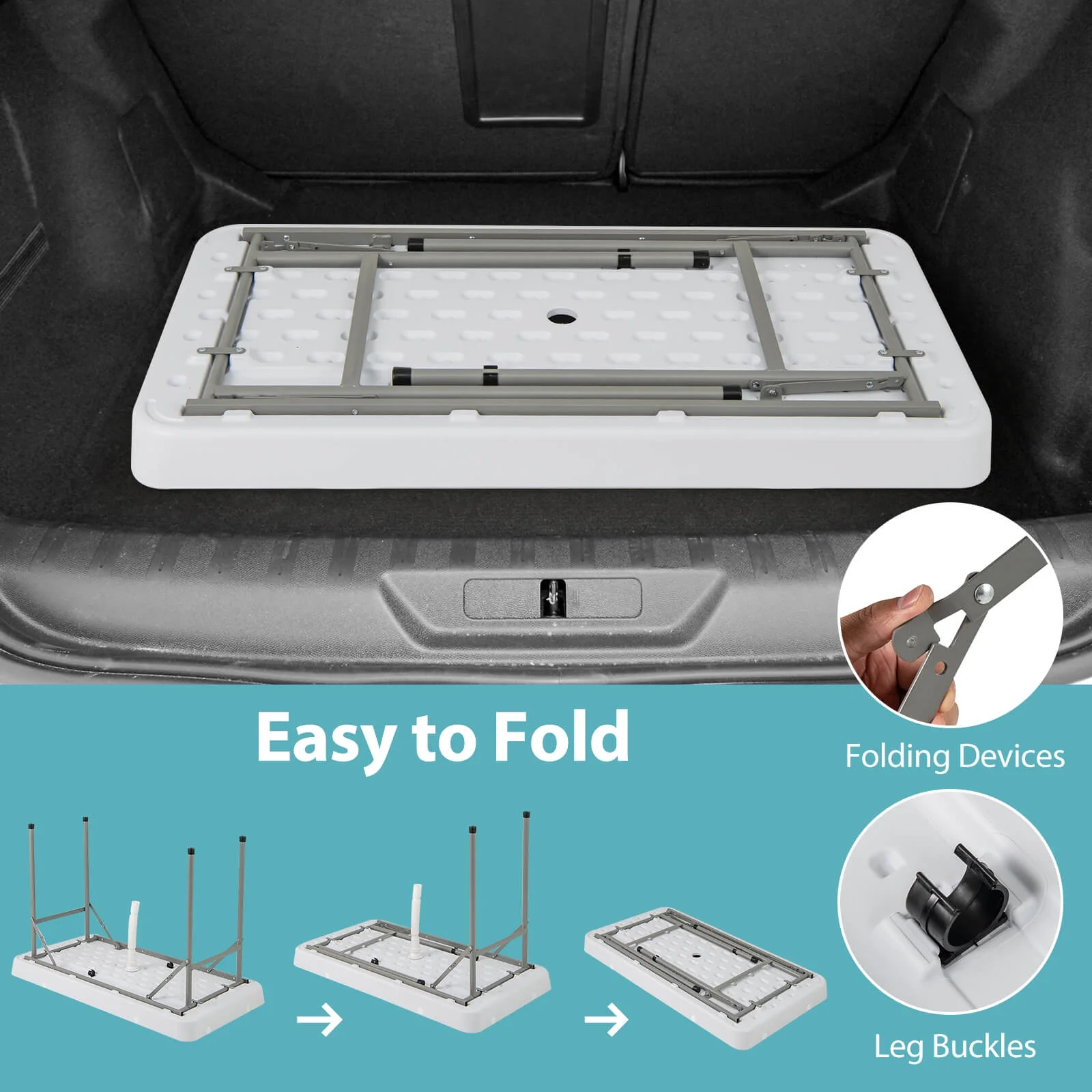 4 Foot Ice Cooler Folding Table Outdoor Portable Ice Bin Table with Large Sink - Image 8