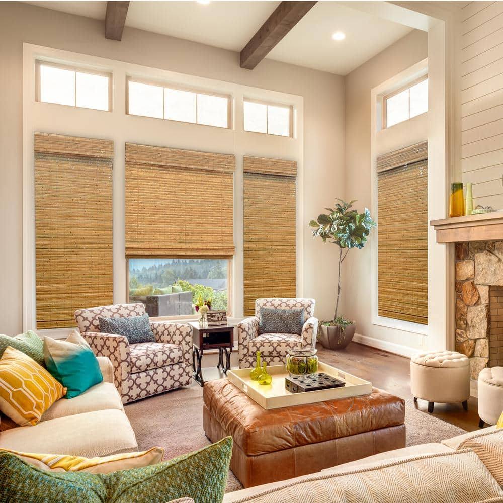 Home Decorators Collection Cut-to-Size Honey Cordless Light-filtering UV Protection Bamboo Shades 19.5 in. W x 72 in. L