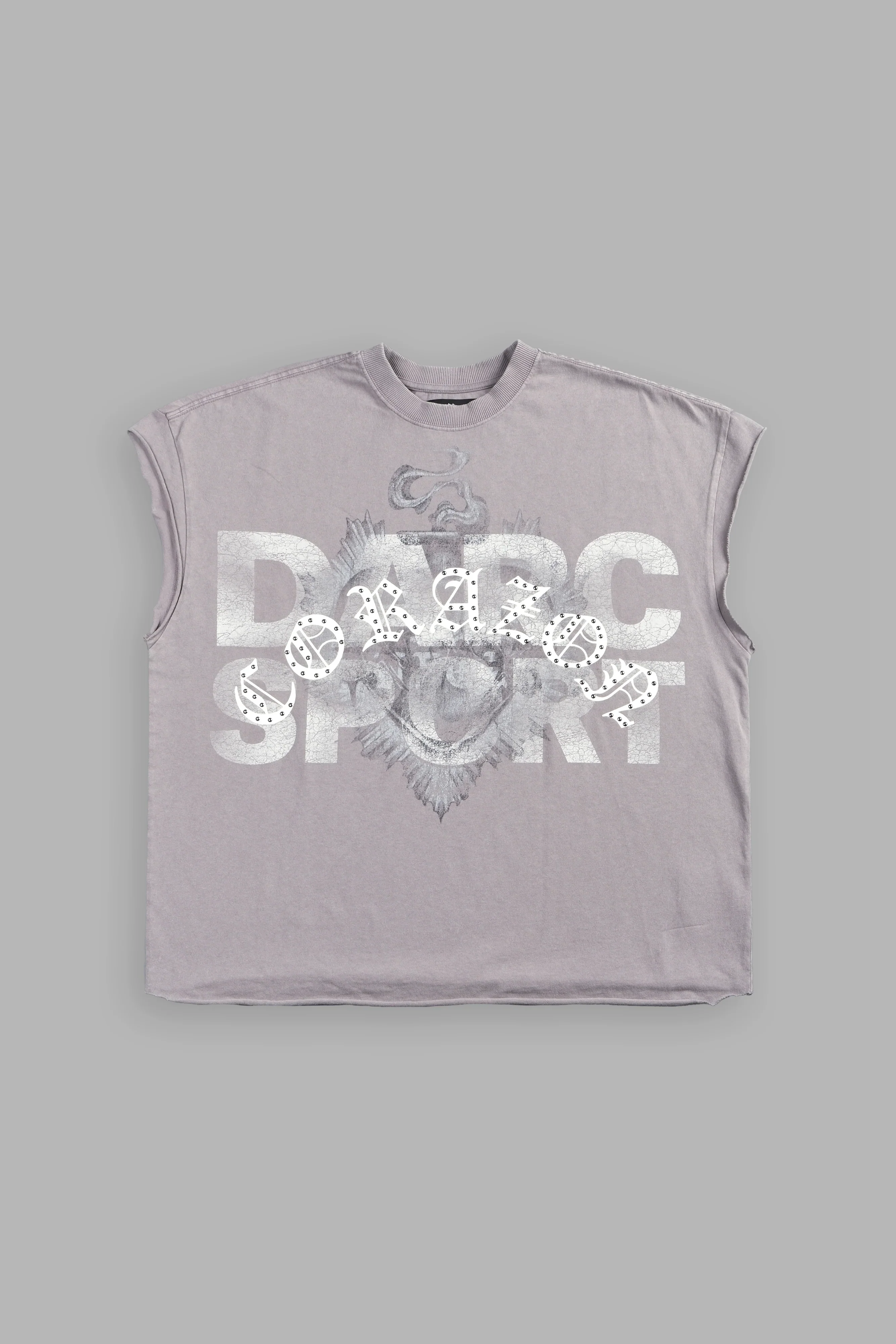 Ds Corazon Grunge Cut-Off Tee In Pale Gray