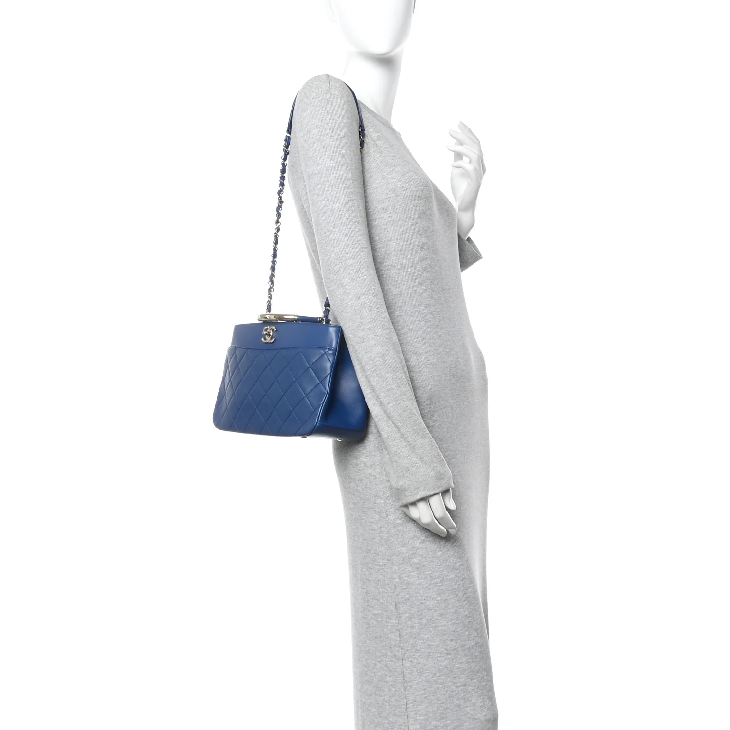Lambskin Carry Chic Shopping Tote Blue