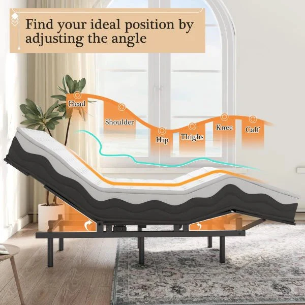 Adjustable Bed Frame -Wireless Remote -Memory Function -Adjustable Bed Base -Head and Foot Lift Incline -Zero Gravity -Quiet Motorfor Lying…