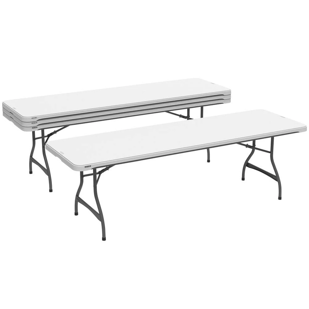 Lot de 4 tables pliantes empilables commerciales Lifetime de 2,4 m (8 pi) - Blanches (80344)