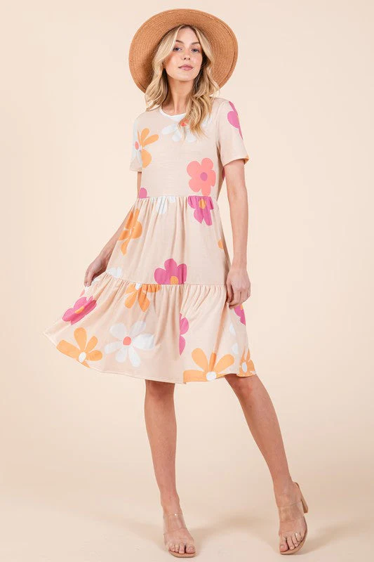Sophie Paris | Robe à volants Bombom Floral avec col rond