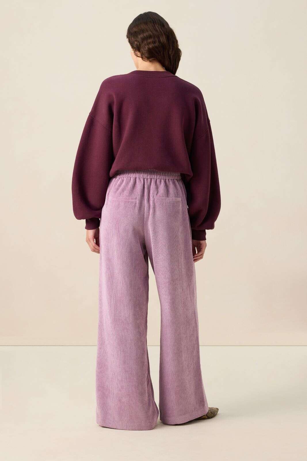 Lichtpaarse high waist corduroy broek