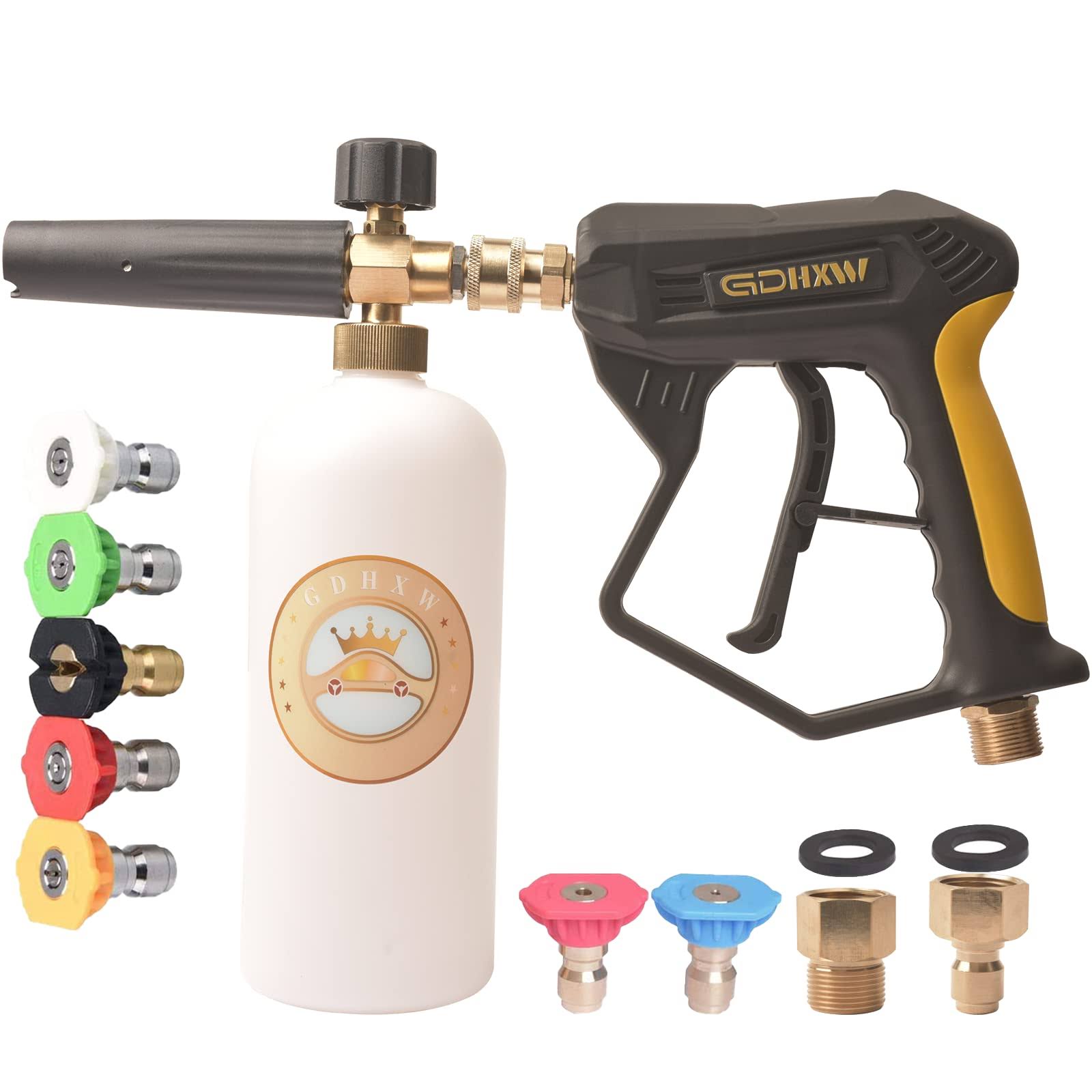 GDHXW X-887 High Pressure Washer Gun Snow Foam Lance Cannon Foam Blaster M22 Thread Conversion Adapter 7 Pressure Washer Nozzles, for Car Washing