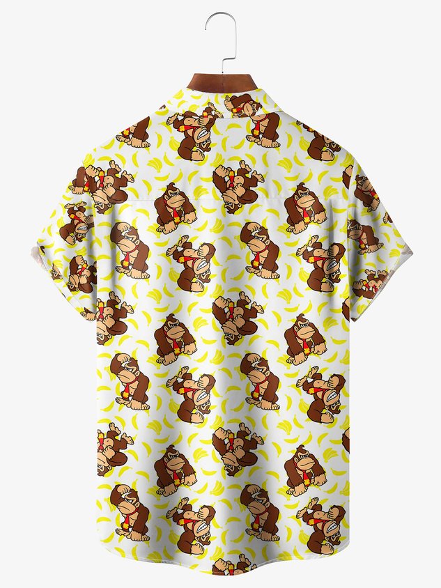 Chemise décontractée à manches courtes avec poche poitrine singe