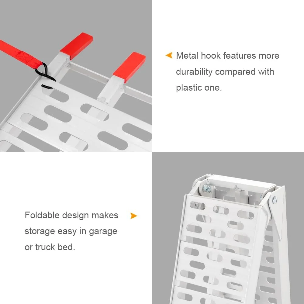 Aluminum Truck Ramp N/A 7ft Aluminum Folding 1500 lb Maax Load Silver(2) - Image 6