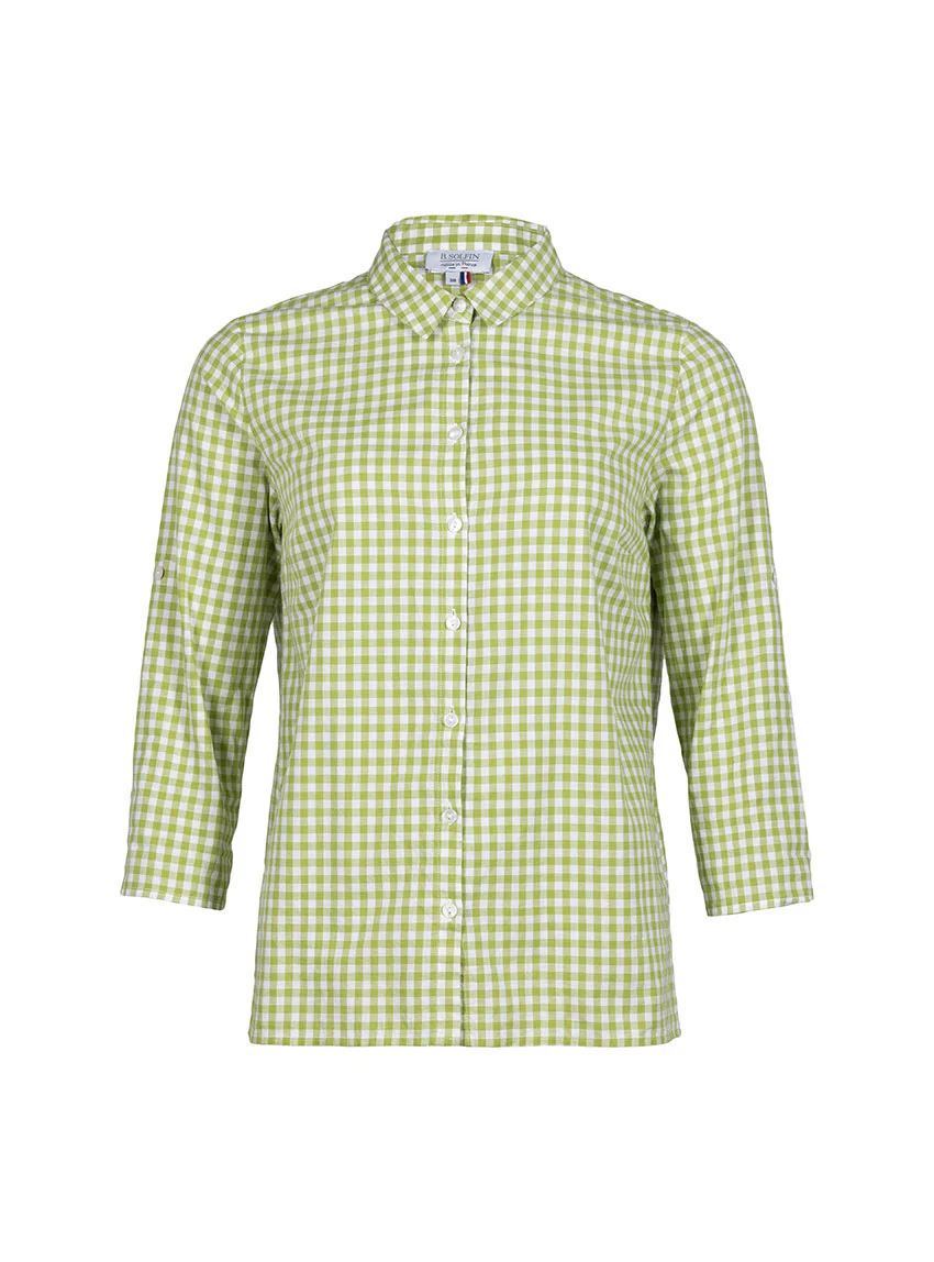 Chemise femme en coton vichy vert anis