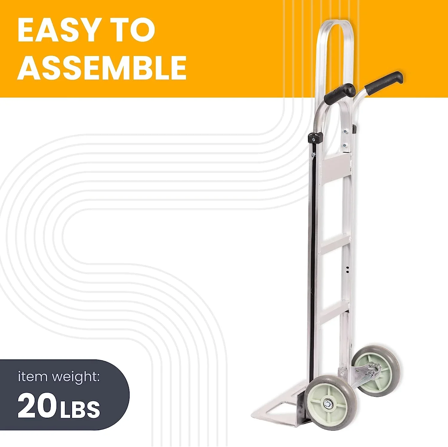 HaulPro Hand Truck 500-lb Capacity Dolly Cart with 8�� Rubber Dolly Wheels & 17.5�� x 9�� Nose Plate
