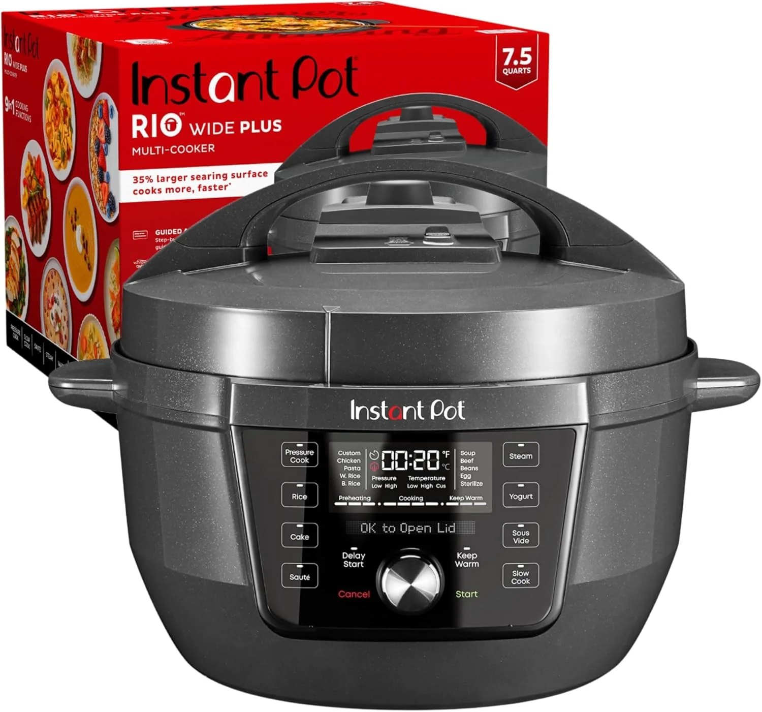 Instant Pot Pro (8 L) 10 en 1 : autocuiseur, mijoteuse, cuiseur à riz/céréales, cuiseur vapeur, fonction sauté