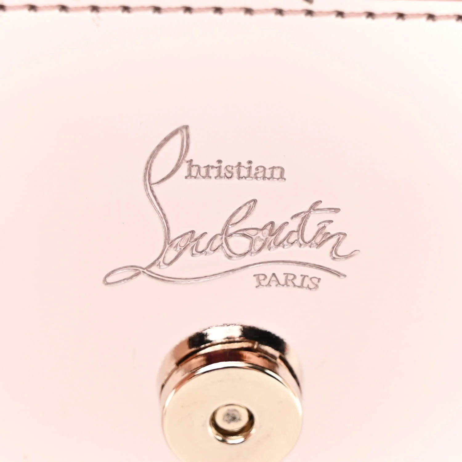 Metallic Patent Calfskin Spikes Loubinthesky Paloma Clutch Pink