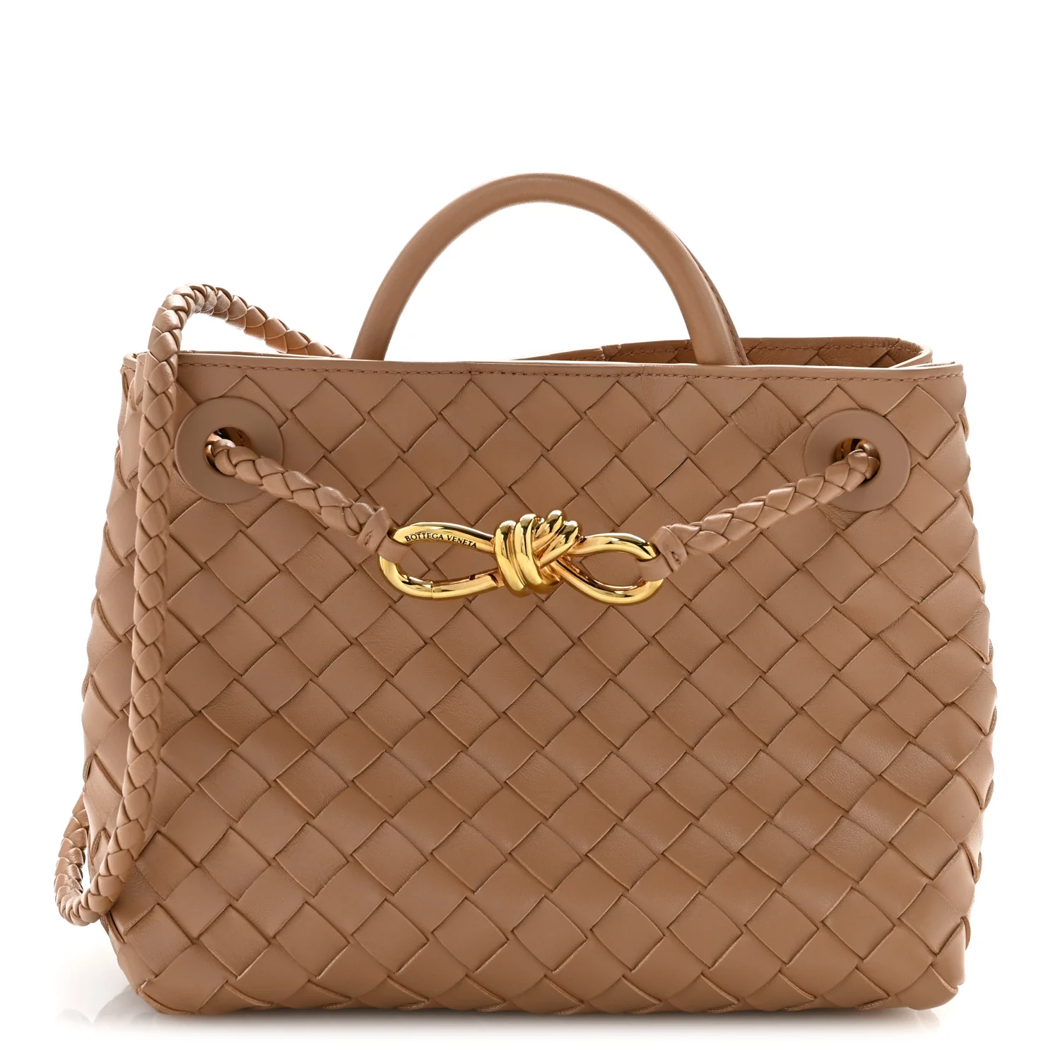 Nappa Intrecciato Small Andiamo Shoulder Bag Biscuit