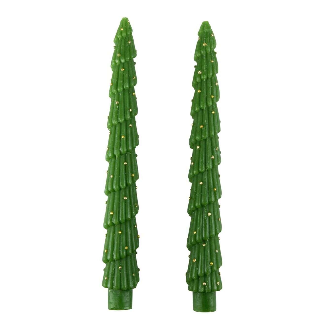 Bougie chandelle x2 forme sapin Ø4xH25cm (2 modèles)
