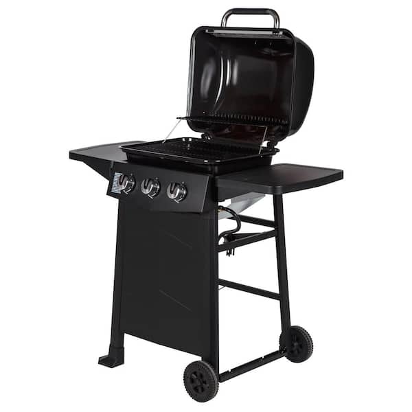 3-Burner Open Cart Propane Gas Grill in Black - Image 9