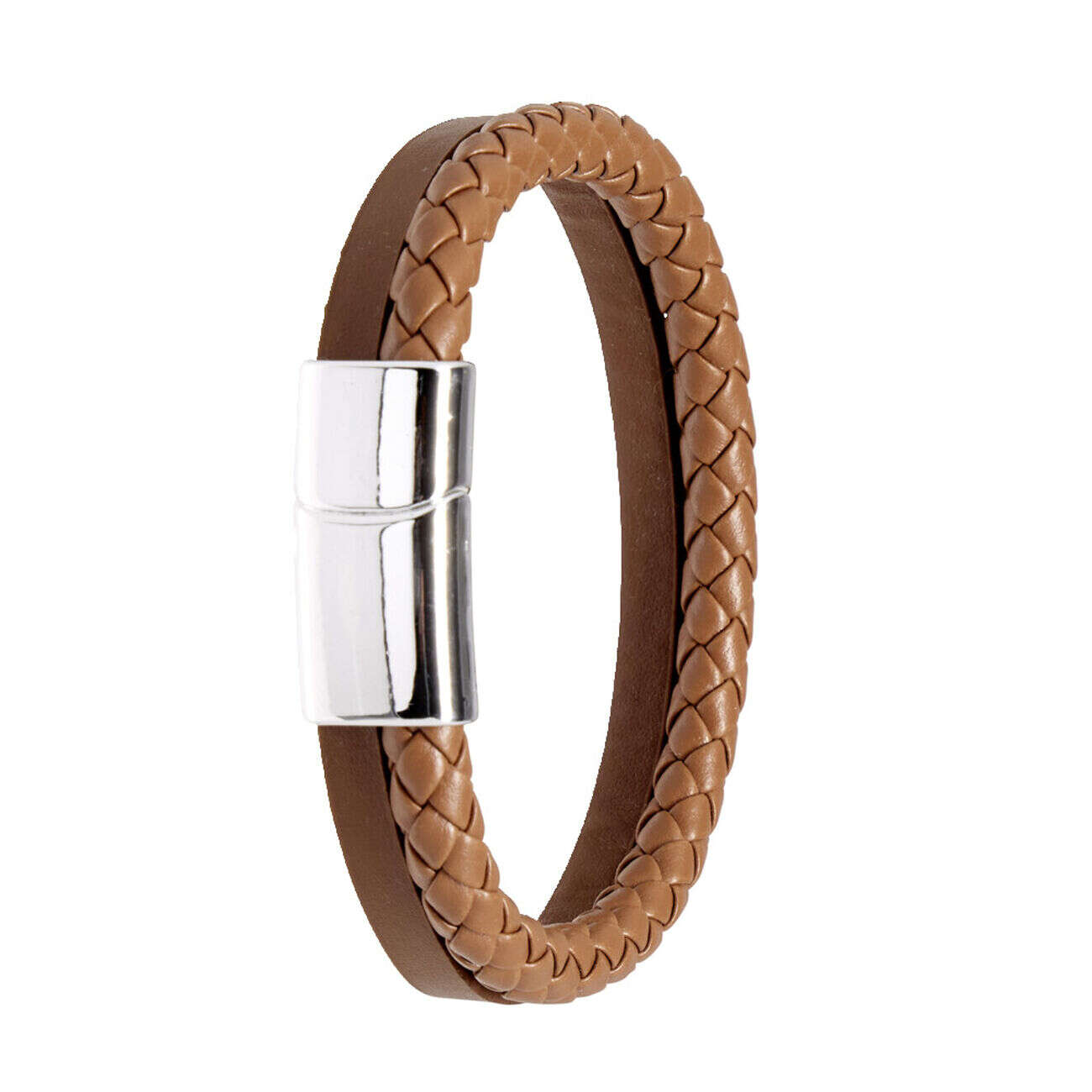 Ensemble montre et bracelet homme simili marron