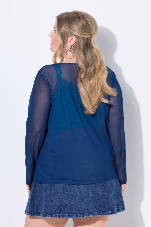 A-line tie-up neckline mesh jacket