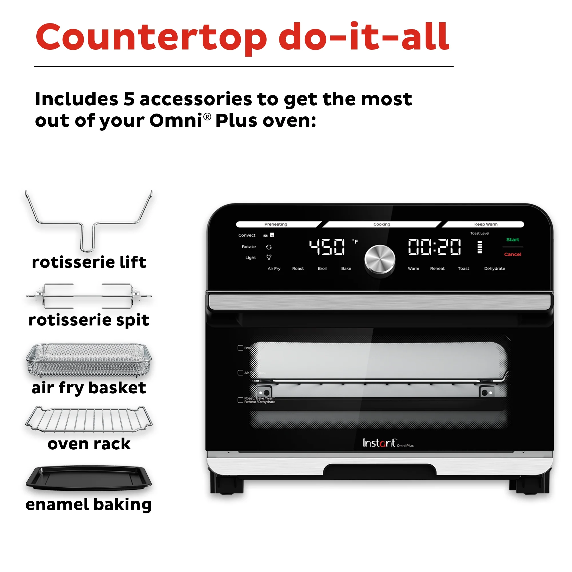 Instant Omni Plus 18 L Air Fryer Toaster Oven Combo with 10 - in - 1 Functions, from the Makers of Instant Pot