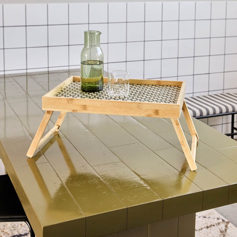 Tray sengebrett i bambus 50x35 cm svart
