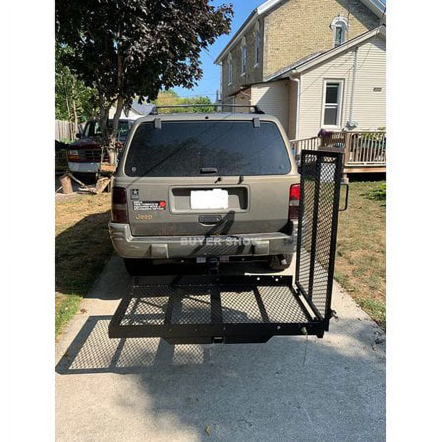 HECASA 500 lb Carrier Hitch Mounted Cargo Folding Scooter and Wheelchair Carrier Mobility Rack with Loading Ramp
