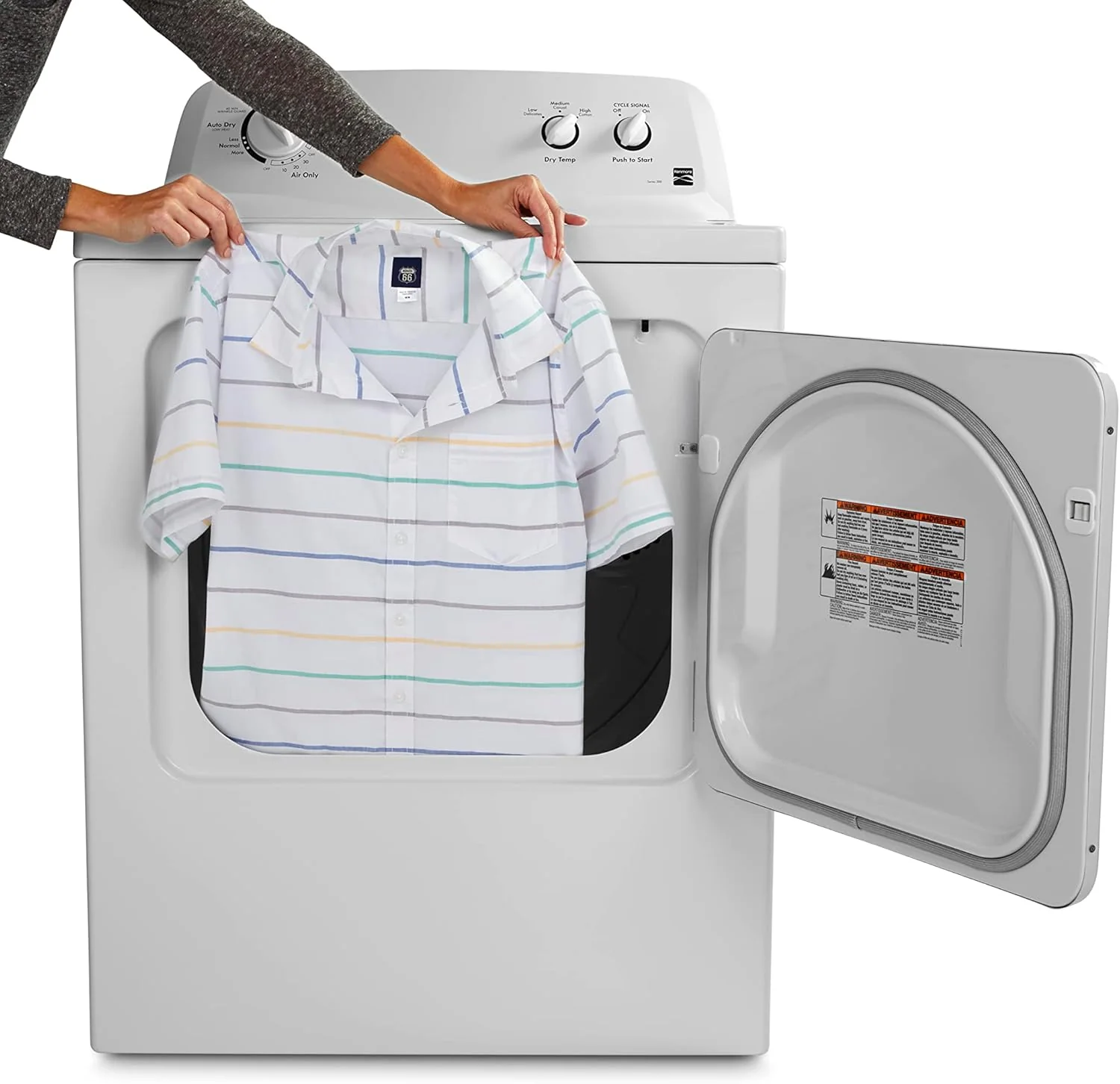 29′′ Front Load Electric Dryer with Wrinkle Guard and 7.0 Cubic Ft. Total Capacity. White
