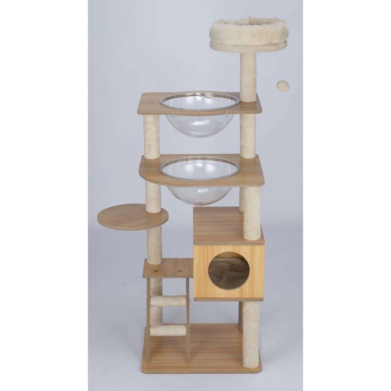 Arbre à chat XL 5 niveaux couchage griffoir beige H130cm