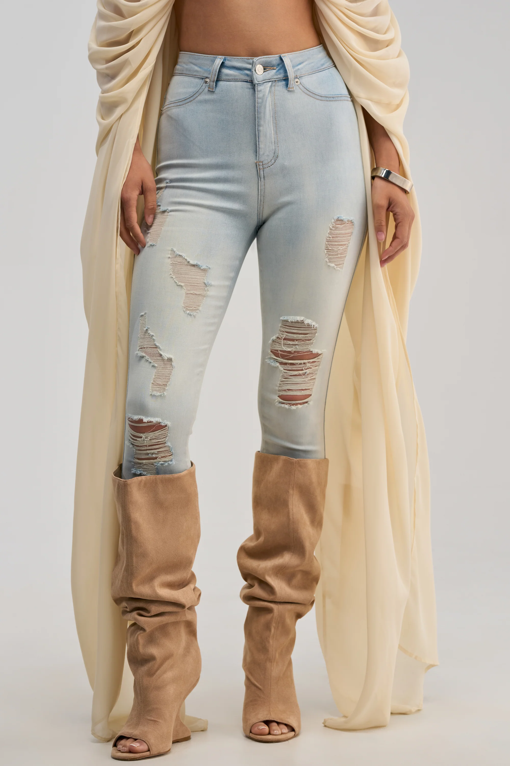 FLEX-FIT EXTREME STRETCH HIGH WAISTED DISTRESSED SKINNY JEANS - Akira Store