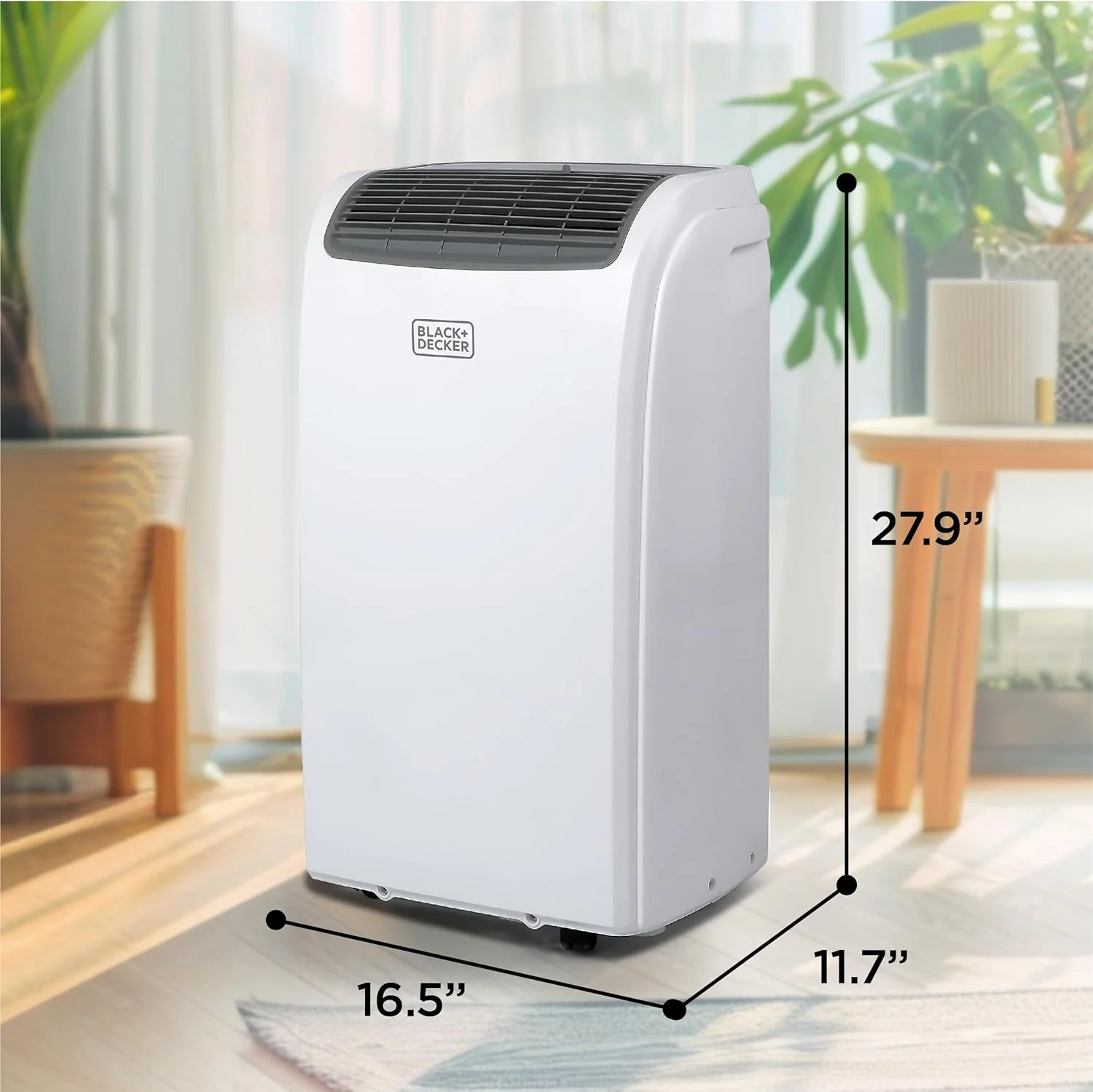 Climatiseur portable intelligent BLACK+DECKER, 12 000 BTU pour pièces jusqu'à 51 m², avec télécommande Follow Me et kit fenêtre, BPACT12WT, blanc