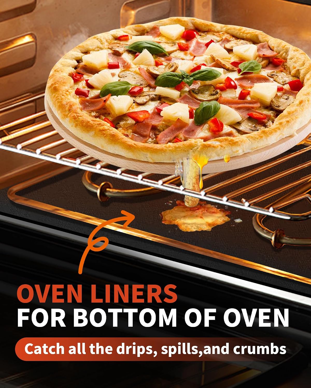 Oven Liners for Bottom of Oven - 2 Pack Large Heavy Duty Oven Mats, 17
