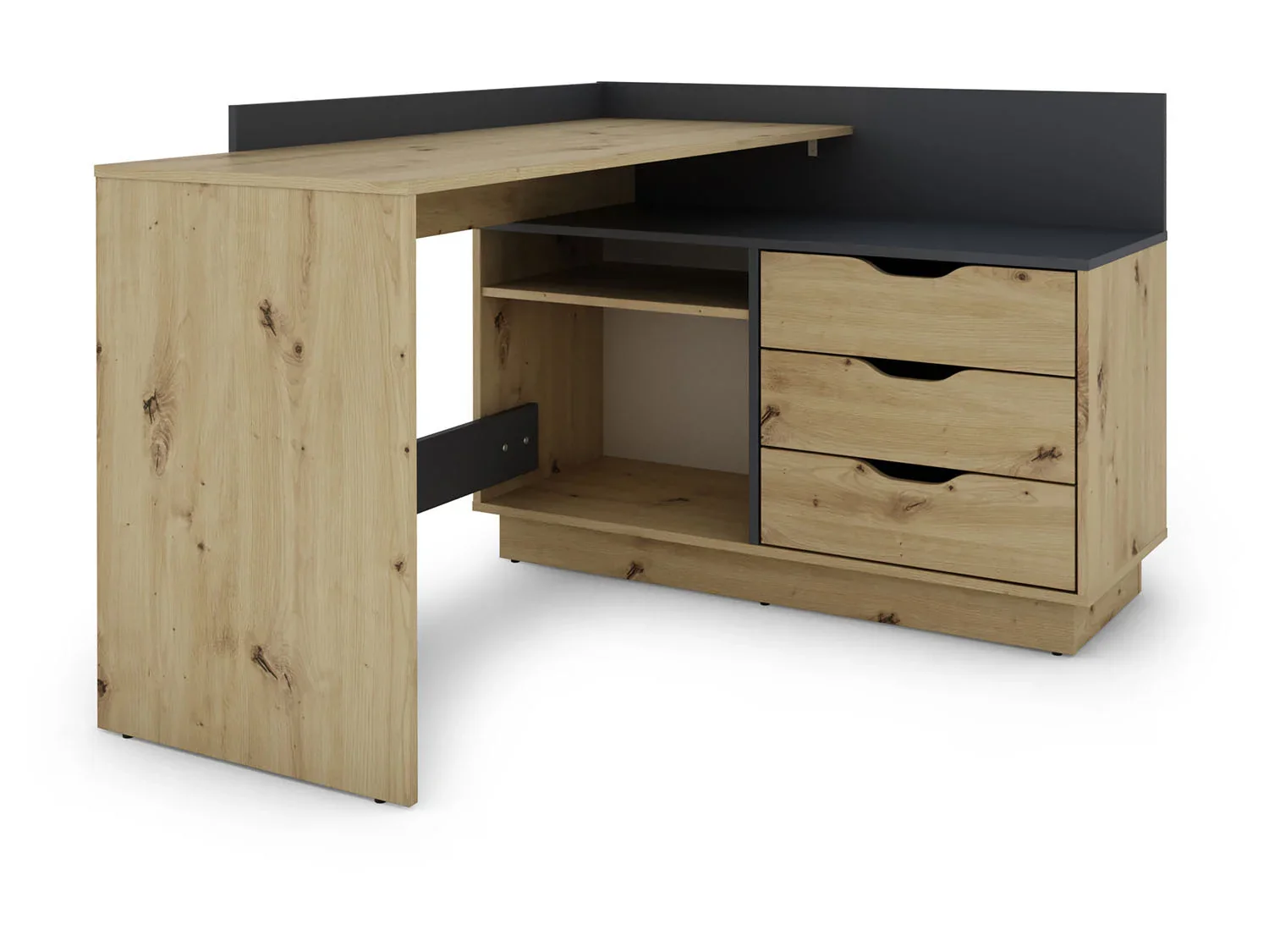 byLIVING Bureau d'angle Belfast avec compartiments, 129 x 105 x 83 cm