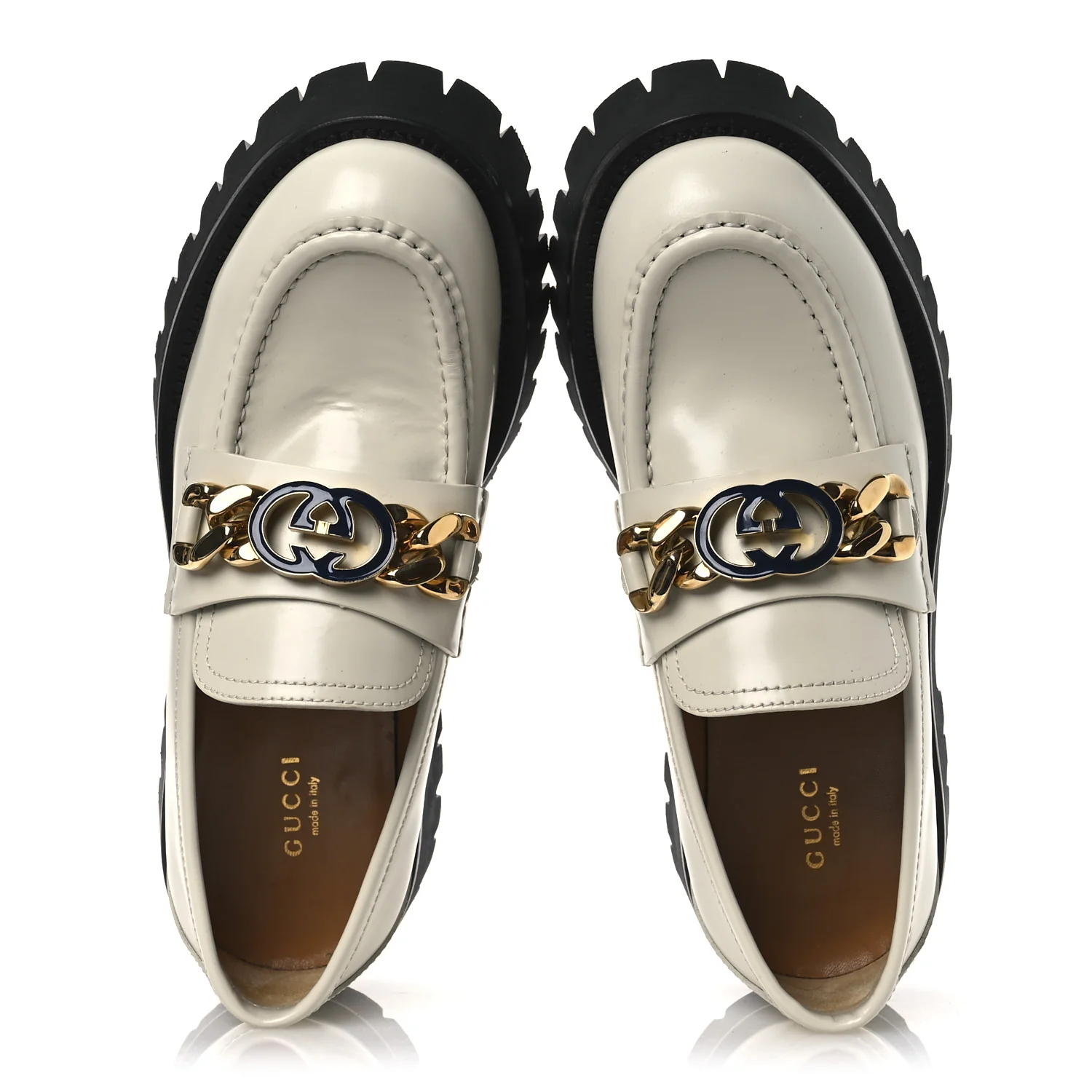 Cordovan Lux Womens Jeanne Platform Lug Sole 30/45mm Loafers 39 Mystic White