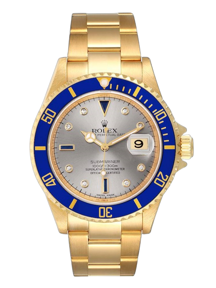 Rolex Submariner 16618 Serti Dial Blue Bezel 40mm Mens Replica Watch