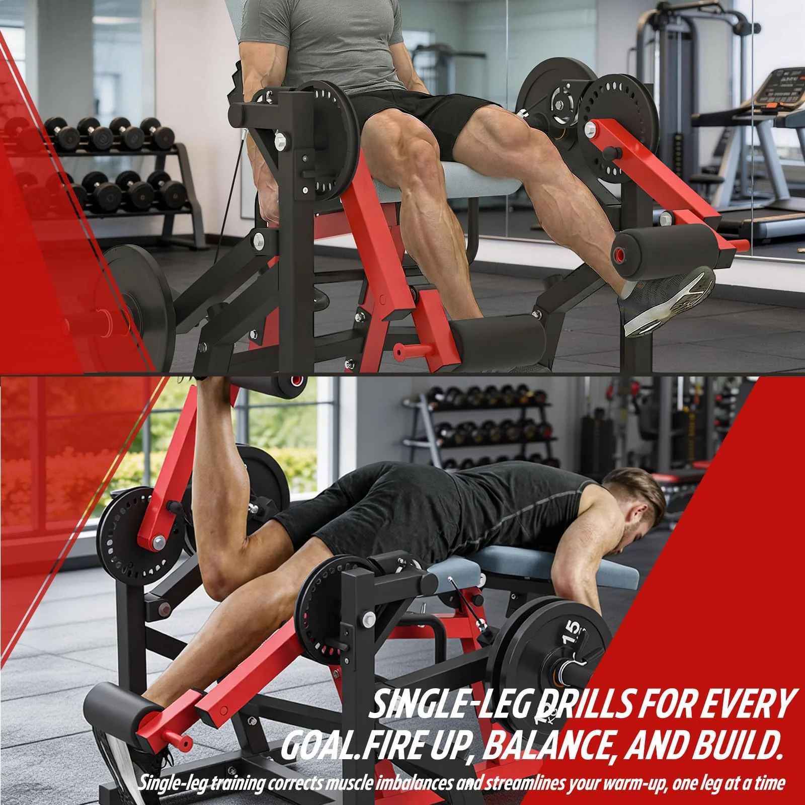 AECOJOY Leg Extension and Curl Lower Body Workout Machine Convertible Seated Extension and Lying Curl Bench