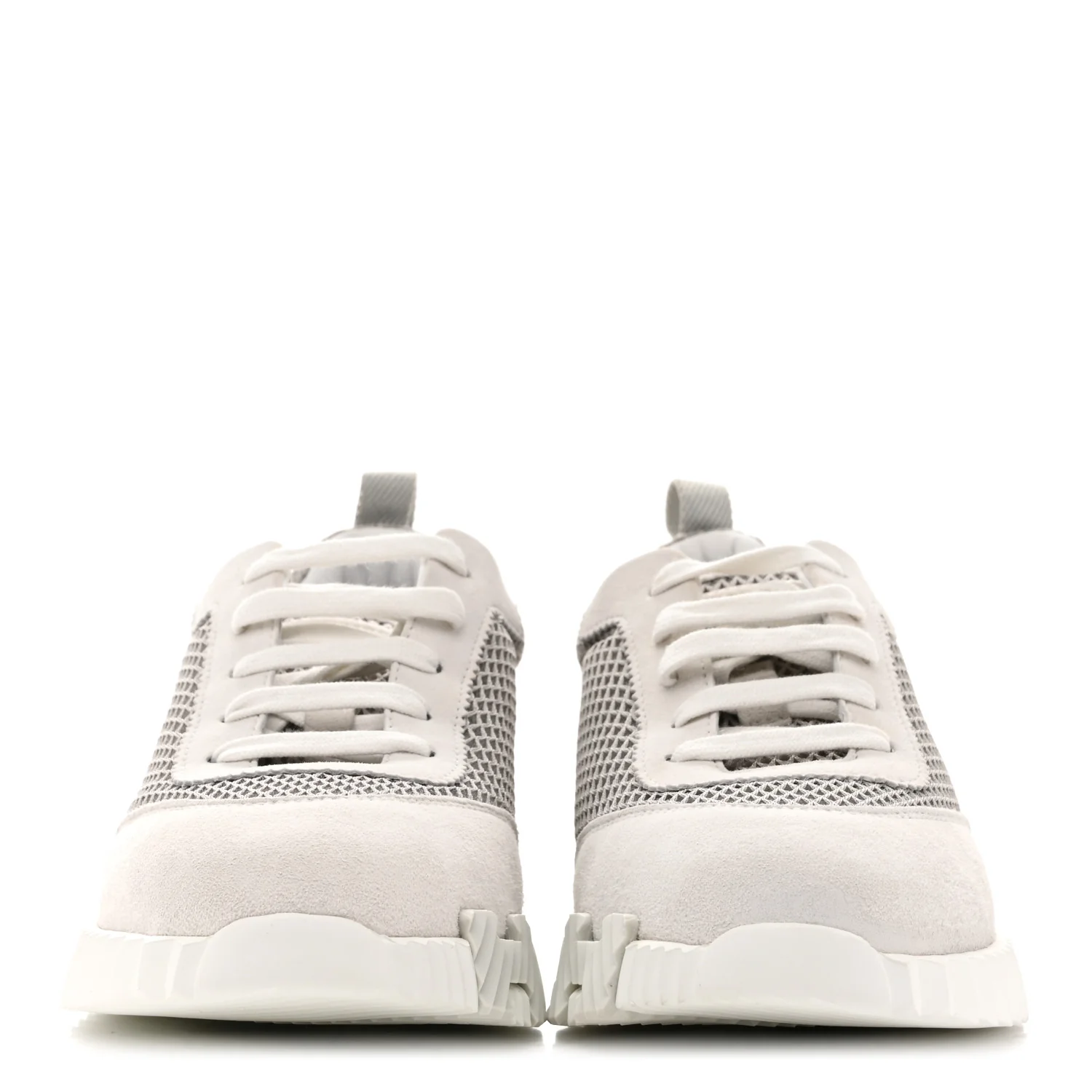 Air Mesh Suede Goatskin Bouncing Sneakers 38.5 Gris Lulea White