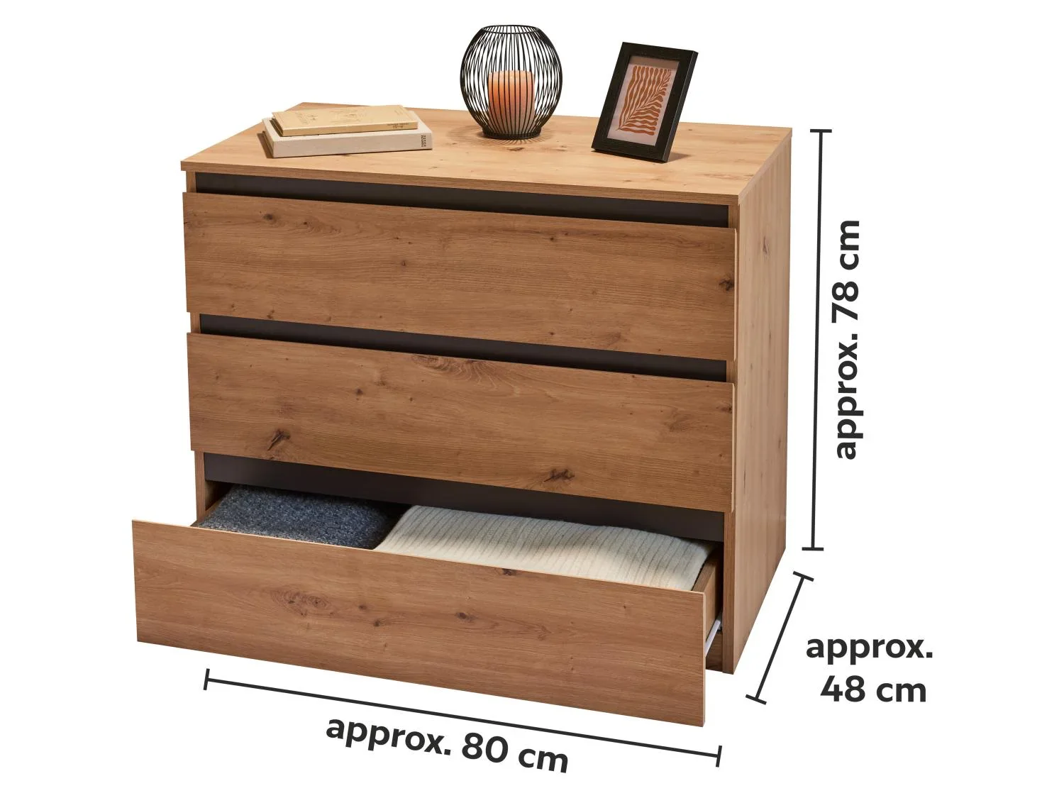LIVARNO Commode Genve, 80 x 78 x 48 cm, imitation chne